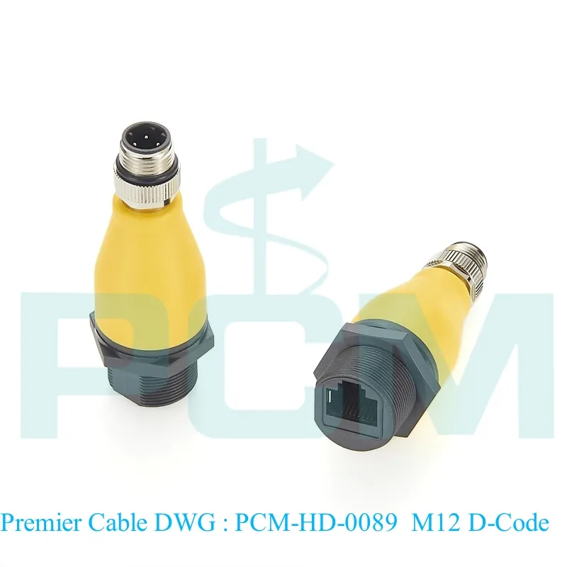 IP67 M12 lipit cod D cu 4 pini la conector de interfață RJ45 8P8C cu capac de protecție