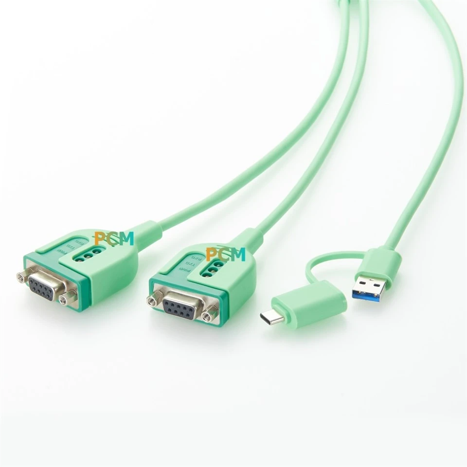 USB-A USB-C To Dual DB9 Serial Cable